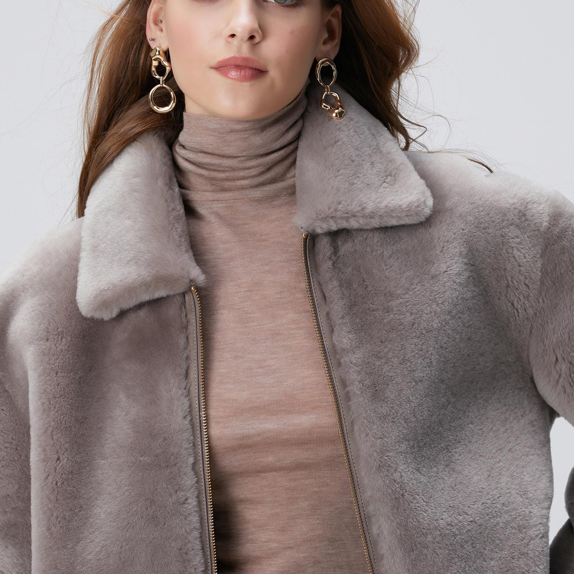 Network Kadın Gri Çift Taraflı Deri Kaban