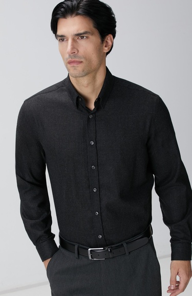  Network Erkek Antrasit Diyagonal Yün Karışımlı Gömlek