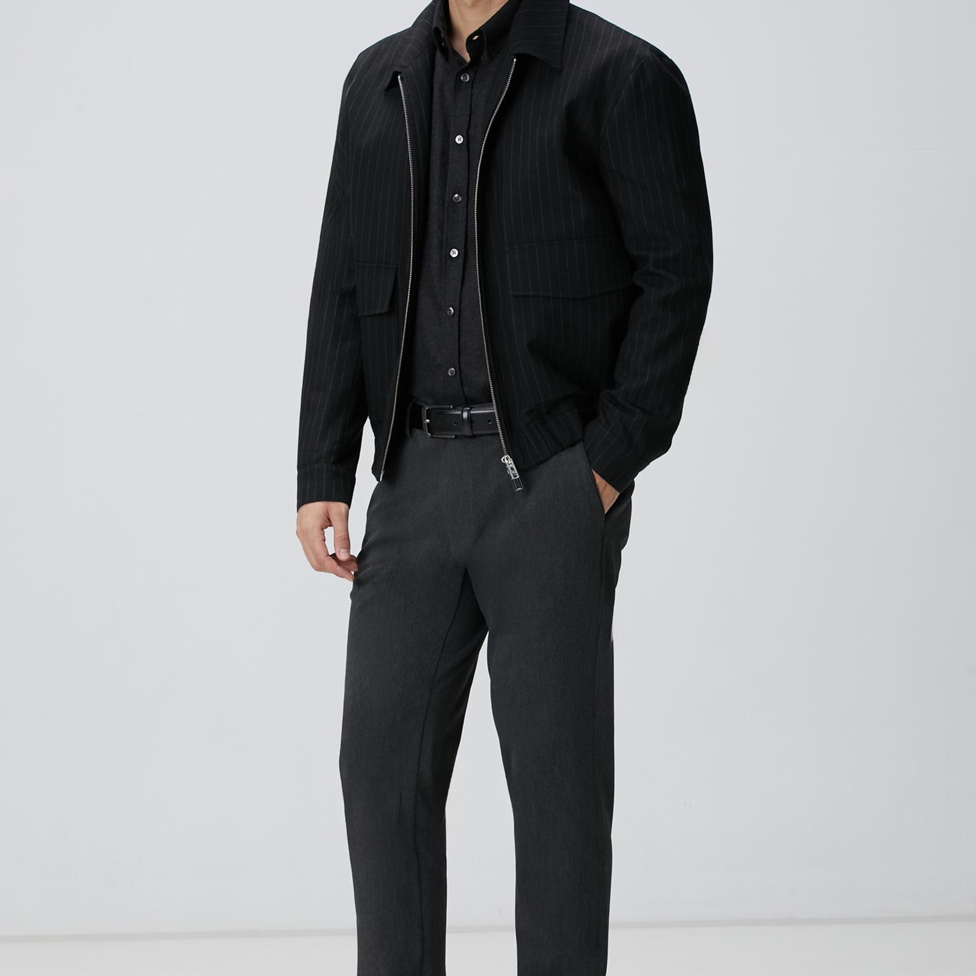 Network Erkek Antrasit Diyagonal Yün Karışımlı Gömlek