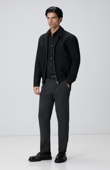  Network Erkek Antrasit Diyagonal Yün Karışımlı Gömlek