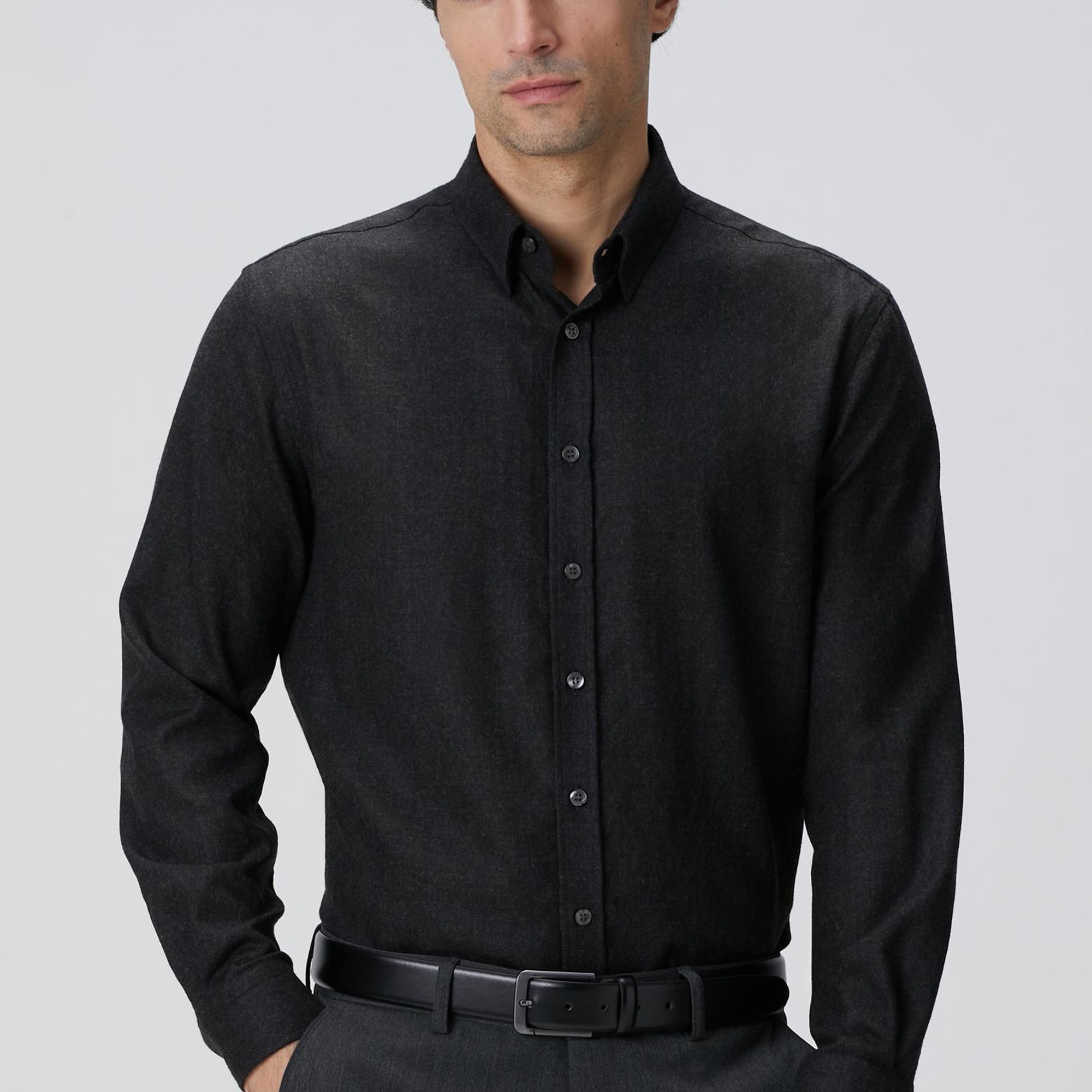 Network Erkek Antrasit Diyagonal Yün Karışımlı Gömlek