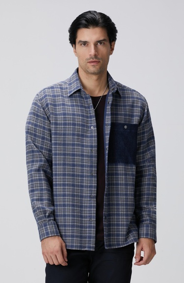  Network Erkek Indigo Ekose Desenli Gömlek