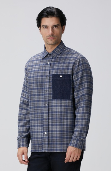  Network Erkek Indigo Ekose Desenli Gömlek