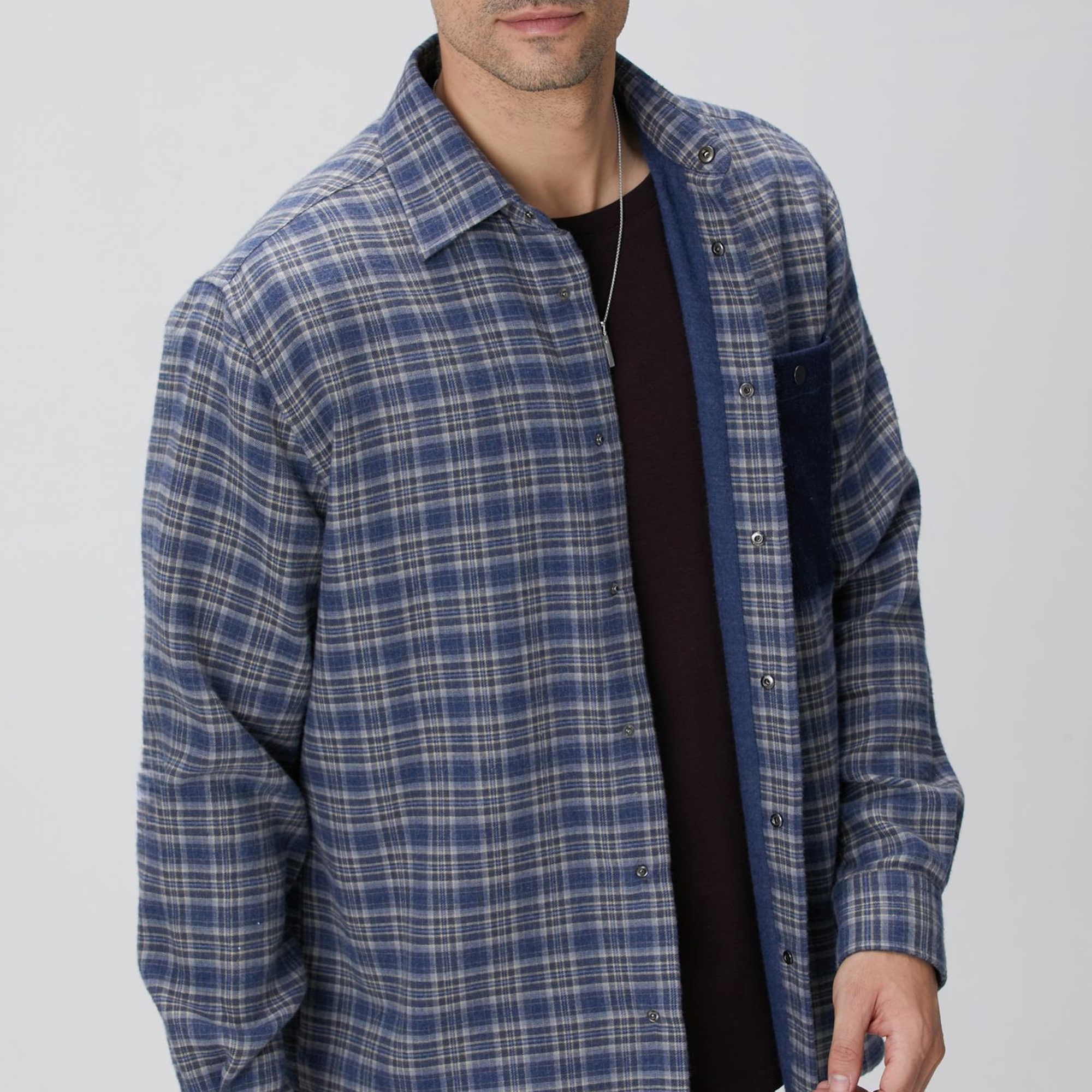 Network Erkek Indigo Ekose Desenli Gömlek