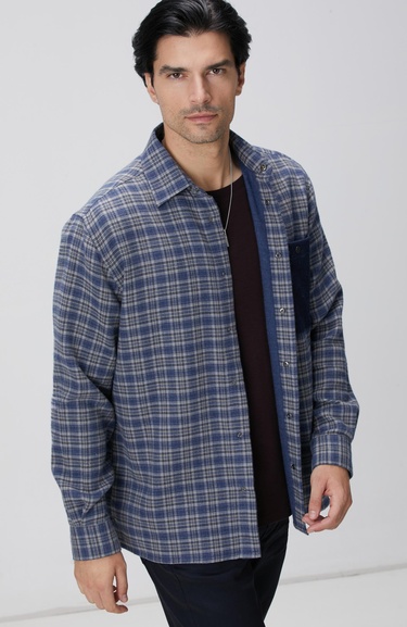  Network Erkek Indigo Ekose Desenli Gömlek