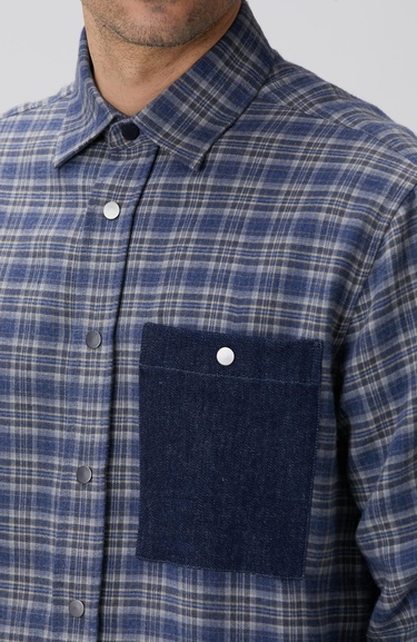  Network Erkek Indigo Ekose Desenli Gömlek