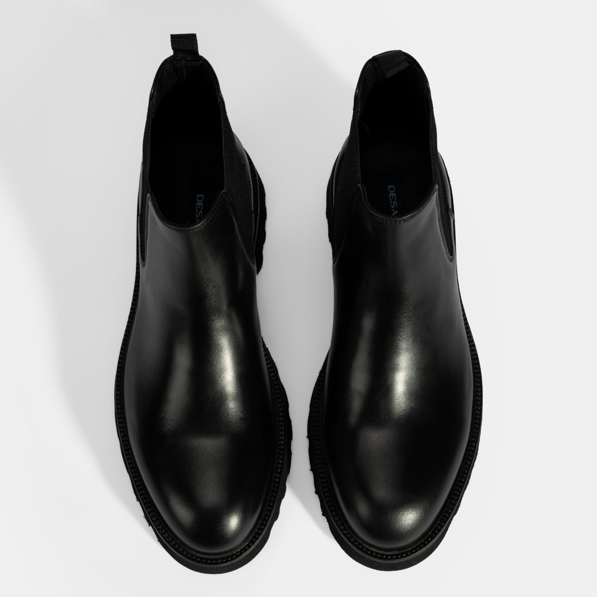 Erkek Siyah Lastik Detaylı Deri Bot