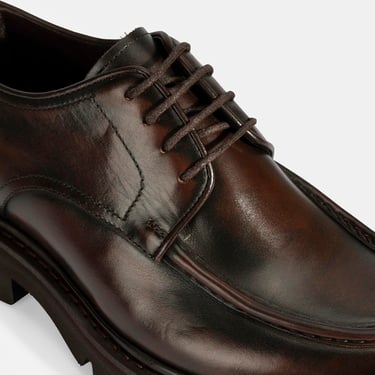  Erkek Kahve Bağcıklı Deri Günlük Ayakkabı