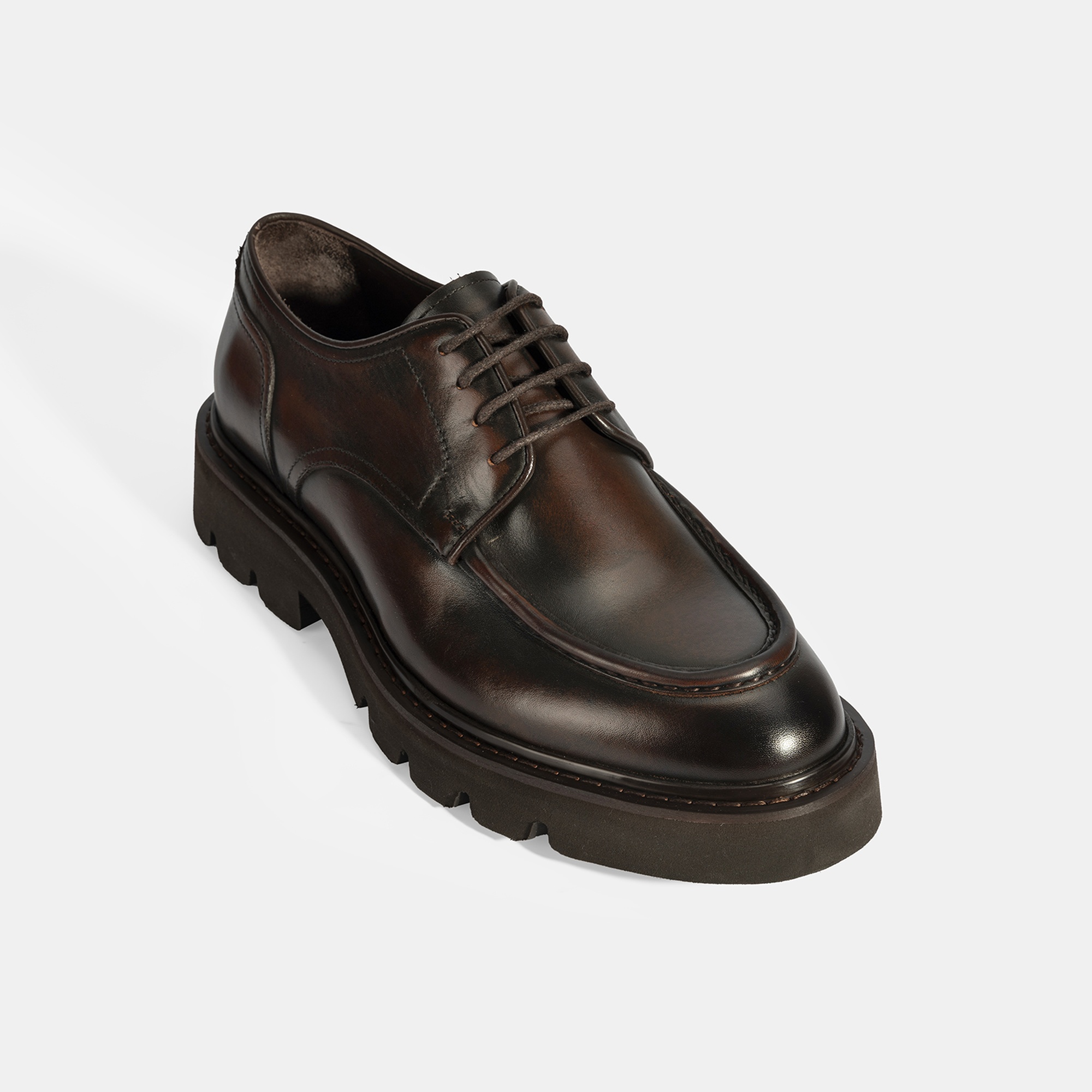 Erkek Kahve Bağcıklı Deri Günlük Ayakkabı