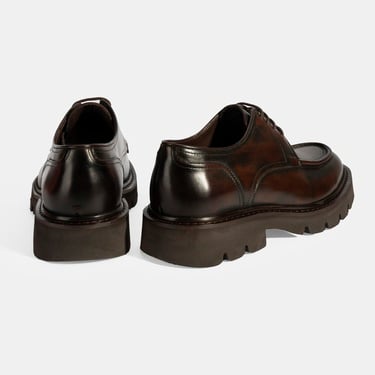  Erkek Kahve Bağcıklı Deri Günlük Ayakkabı