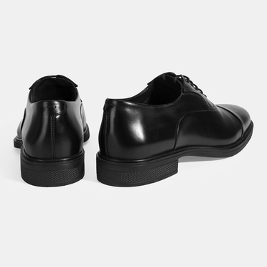  Erkek Siyah Bağcıklı Deri Klasik Ayakkabı