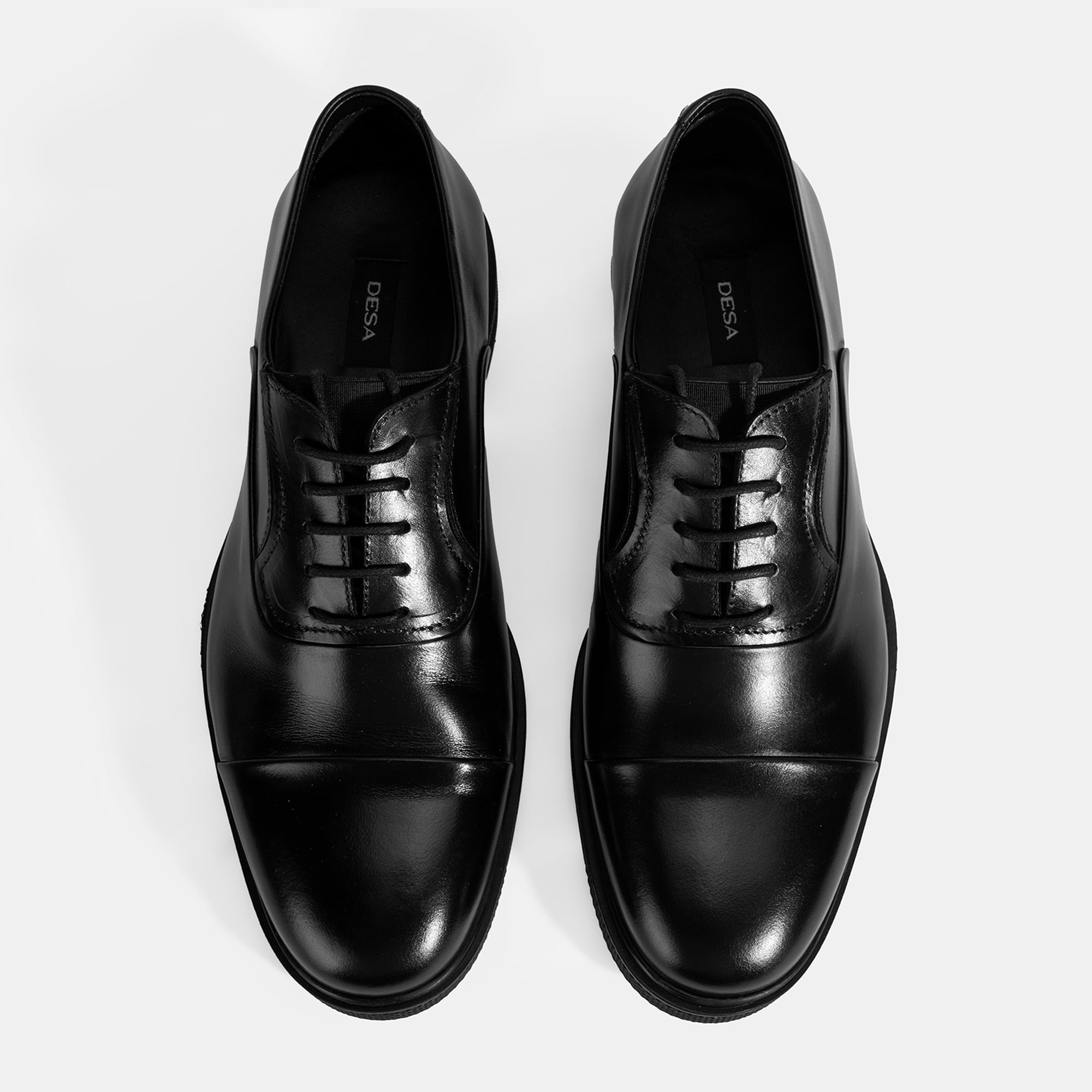 Erkek Siyah Bağcıklı Deri Klasik Ayakkabı