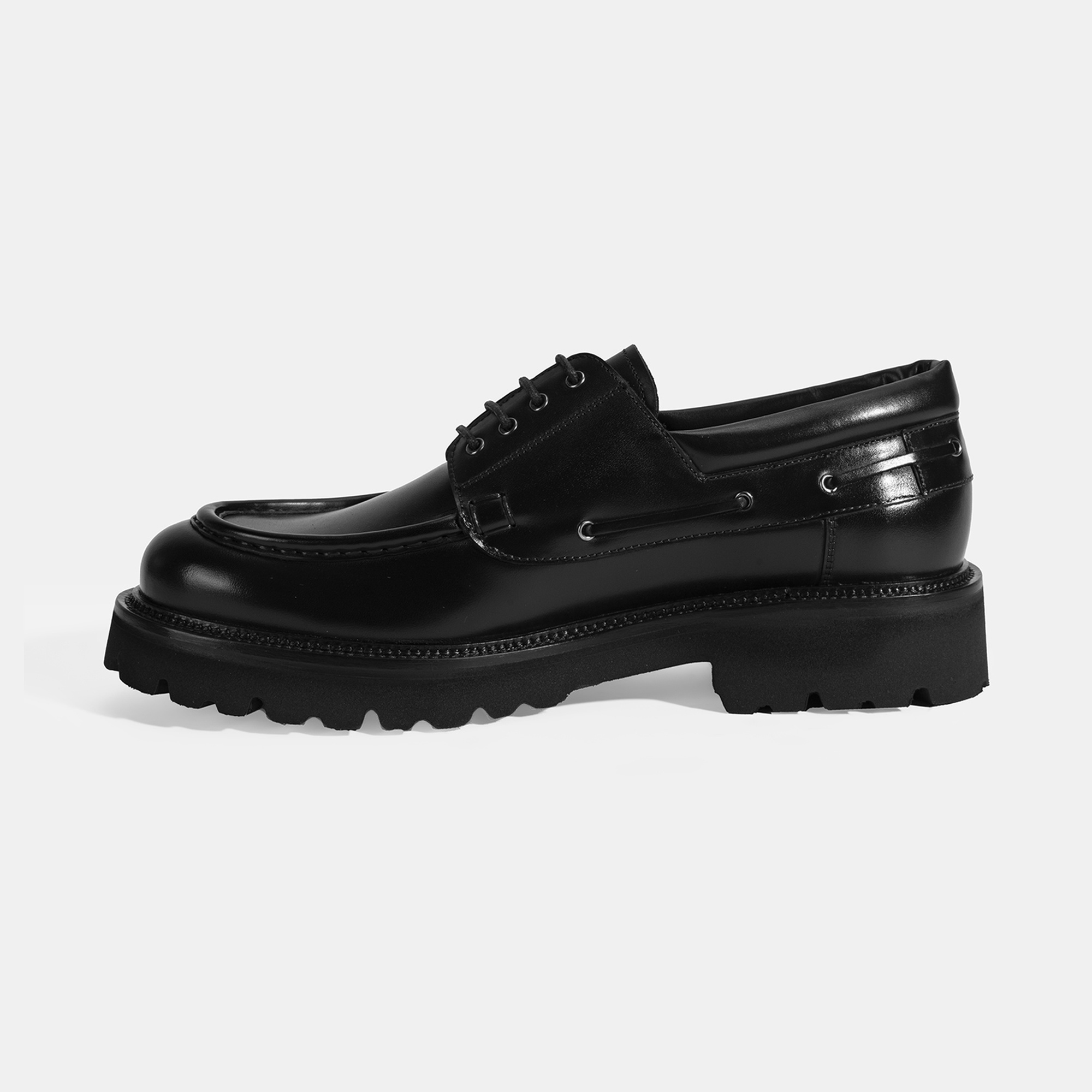 Erkek Siyah Bağcıklı Deri Günlük Ayakkabı