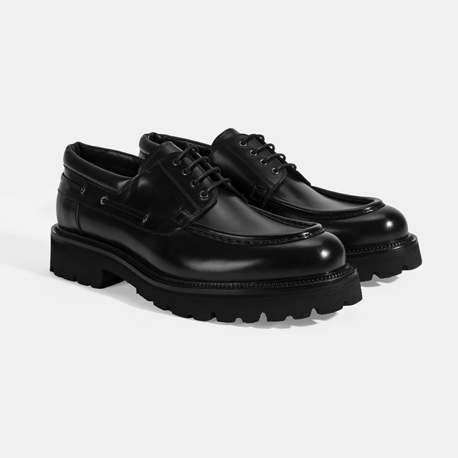  Erkek Siyah Bağcıklı Deri Günlük Ayakkabı