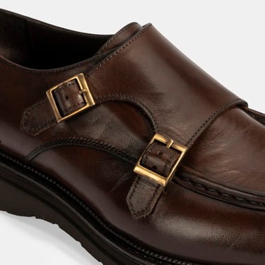  Erkek Kahve Metal Toka Detaylı Deri Klasik Ayakkabı