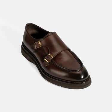  Erkek Kahve Metal Toka Detaylı Deri Klasik Ayakkabı