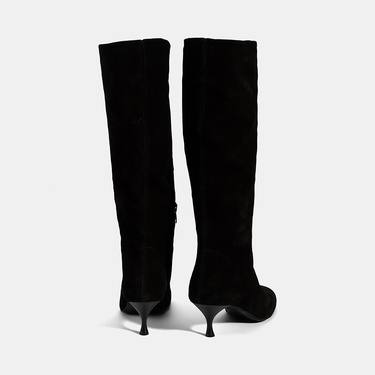  Kadın Siyah Süet Deri Çizme