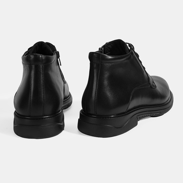  Erkek Siyah DesaComfort Bağcıklı Deri Bot