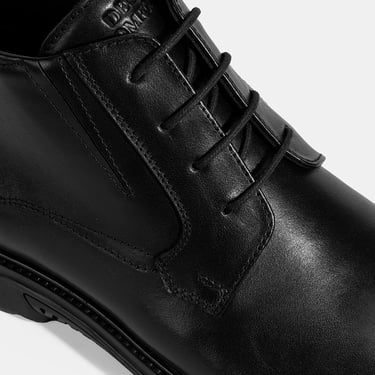  Erkek Siyah DesaComfort Bağcıklı Deri Bot