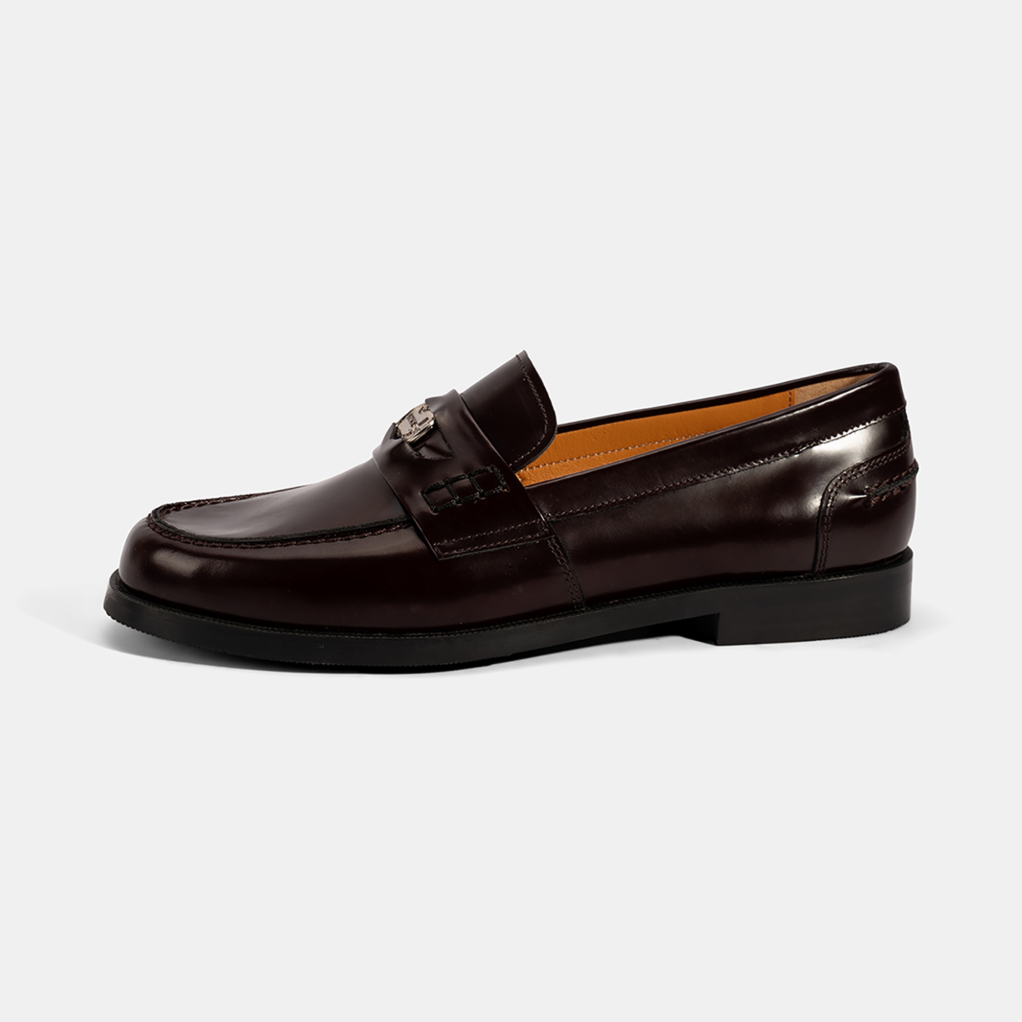 Kadın Bordo Metal Toka Detaylı Deri Loafer