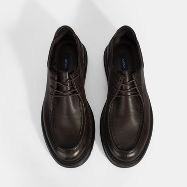  Erkek Kahve Bağcıklı Deri Klasik Ayakkabı