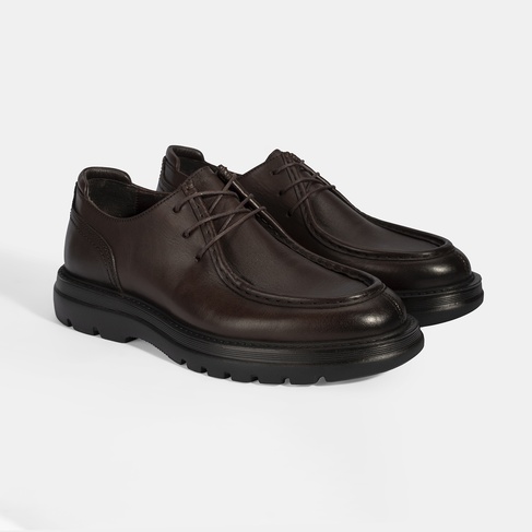  Erkek Kahve Bağcıklı Deri Klasik Ayakkabı