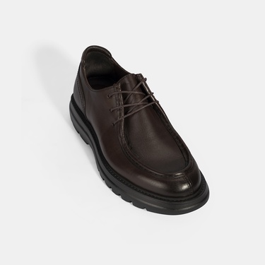  Erkek Kahve Bağcıklı Deri Klasik Ayakkabı