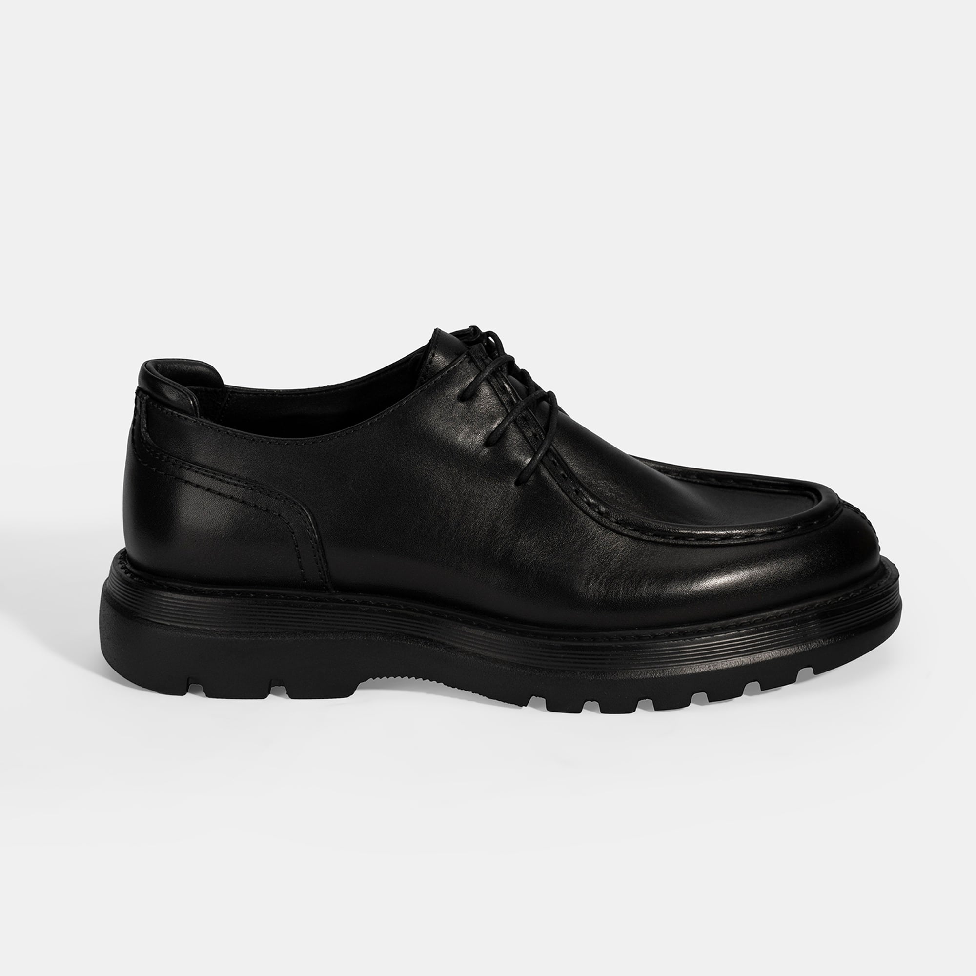 Erkek Siyah Bağcıklı Deri Klasik Ayakkabı