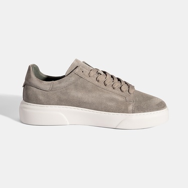  Erkek Gri Bağcıklı Deri Günlük Ayakkabı