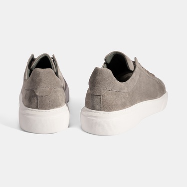  Erkek Gri Bağcıklı Deri Günlük Ayakkabı