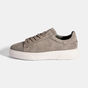  Erkek Gri Bağcıklı Deri Günlük Ayakkabı