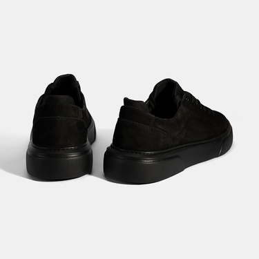  Erkek Siyah Bağcıklı Deri Günlük Ayakkabı