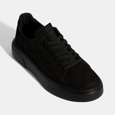  Erkek Siyah Bağcıklı Deri Günlük Ayakkabı