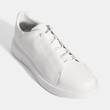  Erkek Beyaz Bağcıklı Deri Günlük Ayakkabı