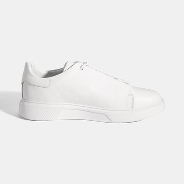  Erkek Beyaz Bağcıklı Deri Günlük Ayakkabı