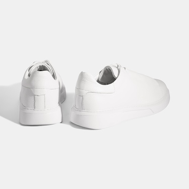  Erkek Beyaz Bağcıklı Deri Günlük Ayakkabı