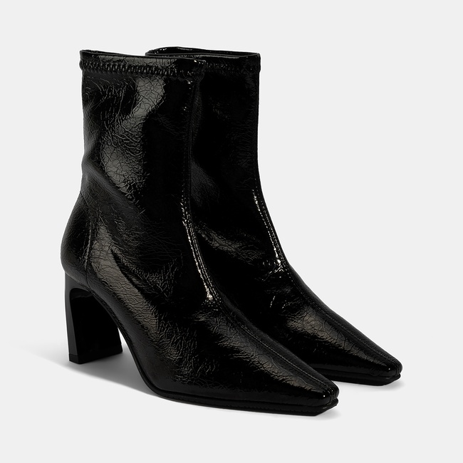  Kadın Siyah Kalın Topuklu Stretch Bot