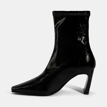 Kadın Siyah Kalın Topuklu Stretch Bot