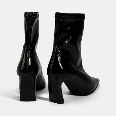  Kadın Siyah Kalın Topuklu Stretch Bot