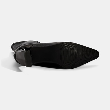  Kadın Siyah Kalın Topuklu Stretch Bot