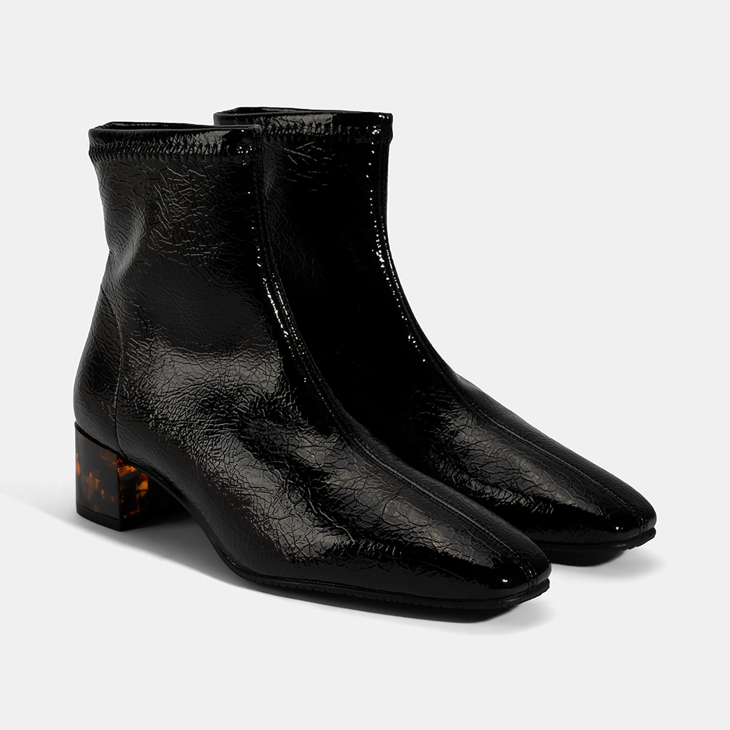  Kadın Siyah Kalın Topuklu Stretch Bot