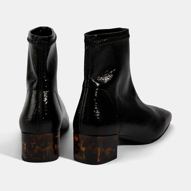  Kadın Siyah Kalın Topuklu Stretch Bot