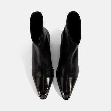  Kadın Siyah Metal Burun Detaylı Topuklu Stretch Bot