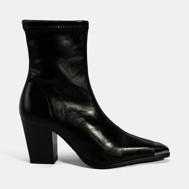  Kadın Siyah Metal Burun Detaylı Topuklu Stretch Bot