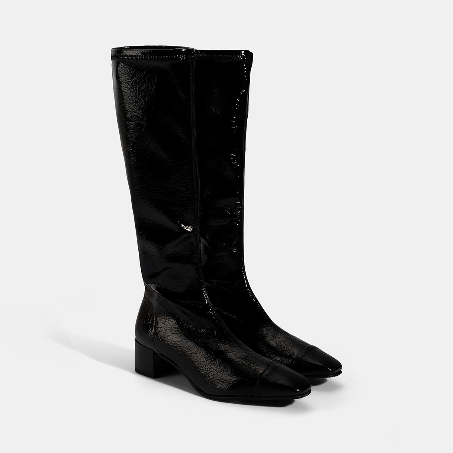  Kadın Siyah Kalın Topuklu Stretch Çizme