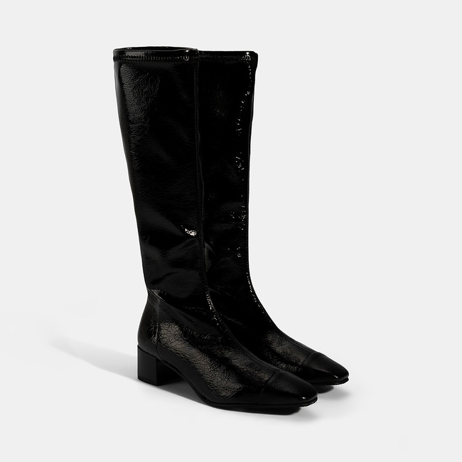  Kadın Siyah Kalın Topuklu Stretch Çizme