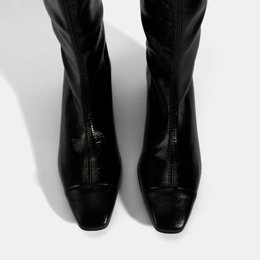  Kadın Siyah Kalın Topuklu Stretch Çizme