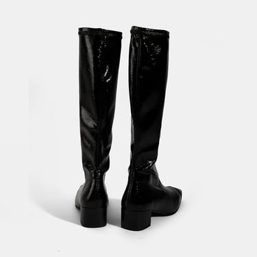  Kadın Siyah Kalın Topuklu Stretch Çizme