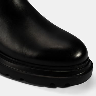  Erkek Siyah Lastikli Deri Bot