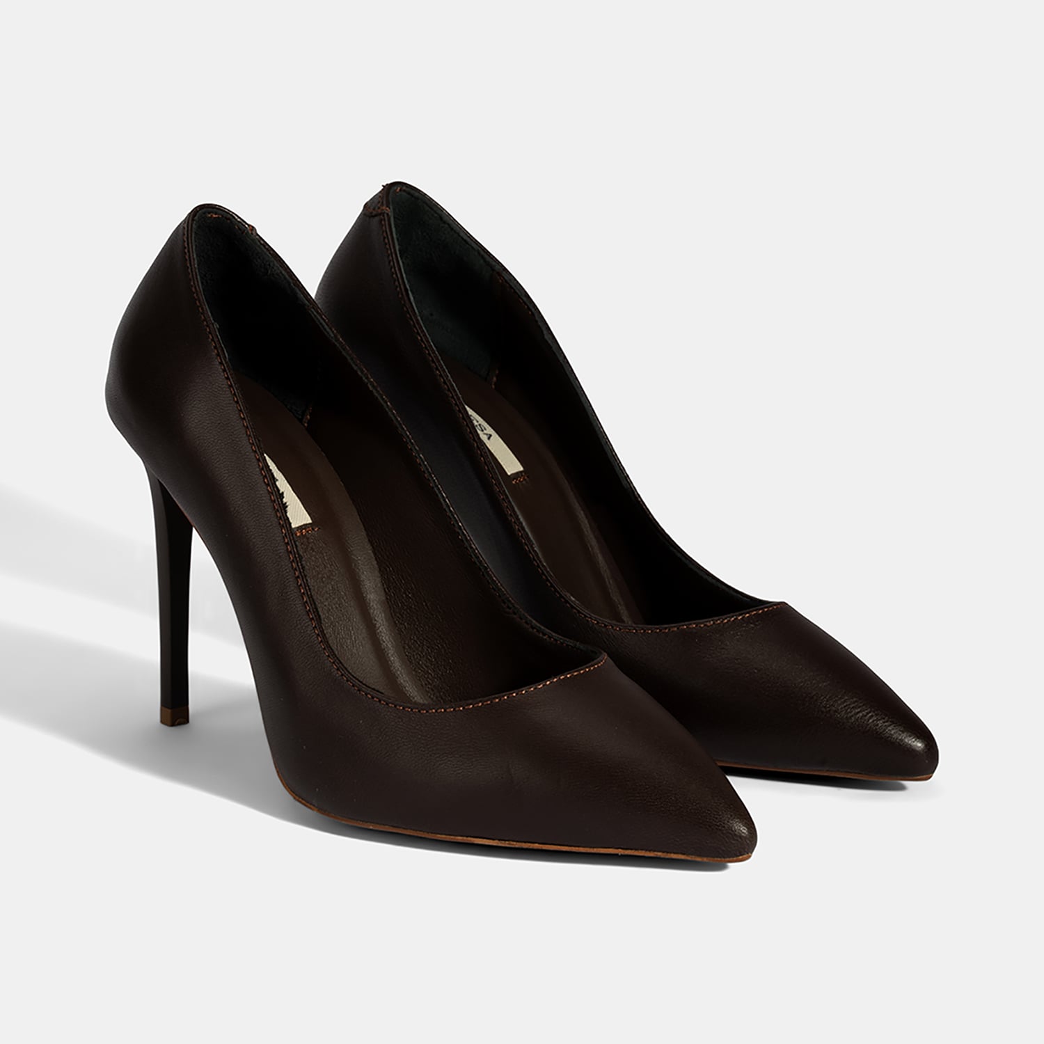  Kadın Kahve Deri Stiletto